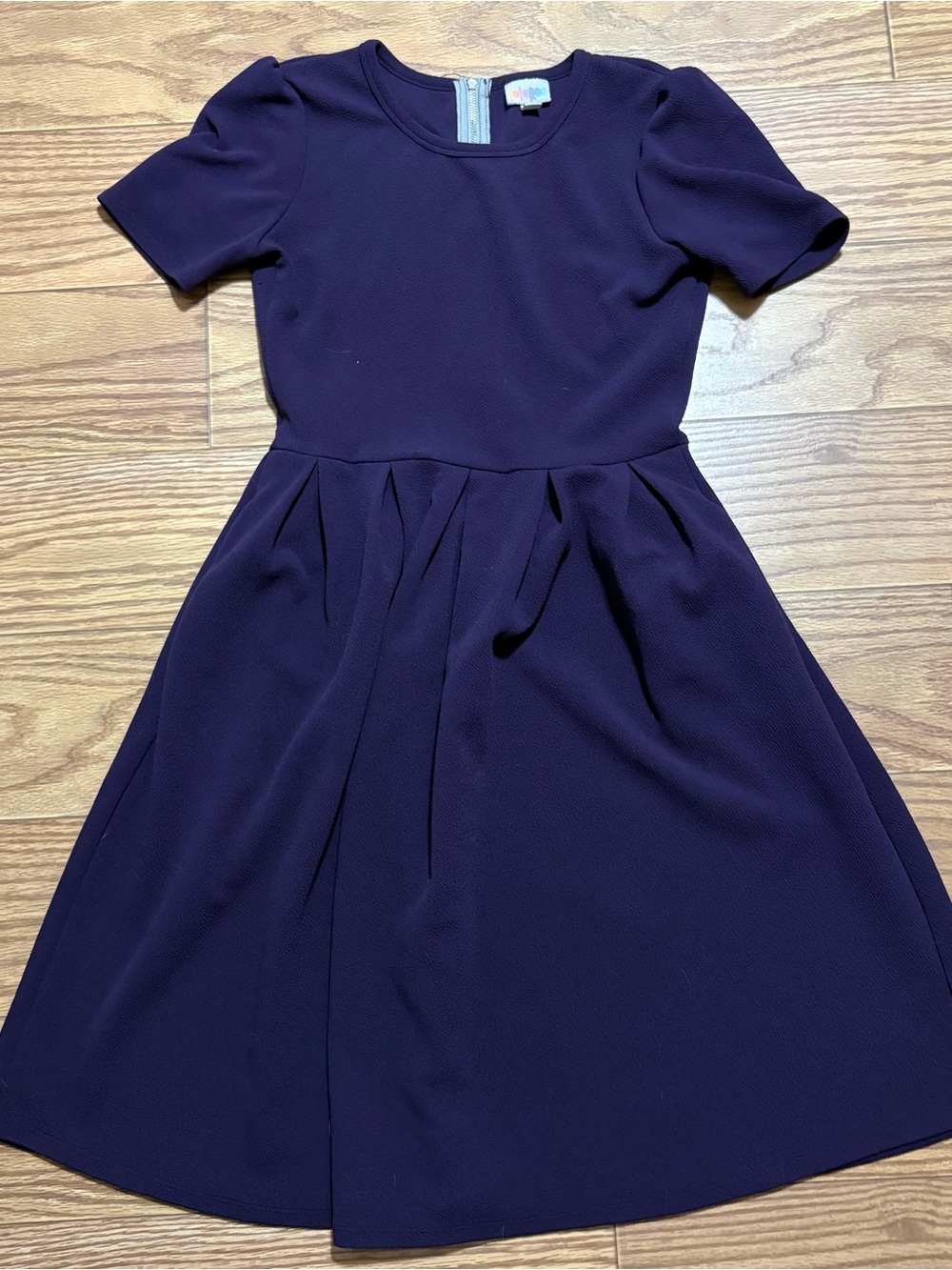 Lularoe Amelia Dark Purple Solid Fit & Flare Dress Pockets Small